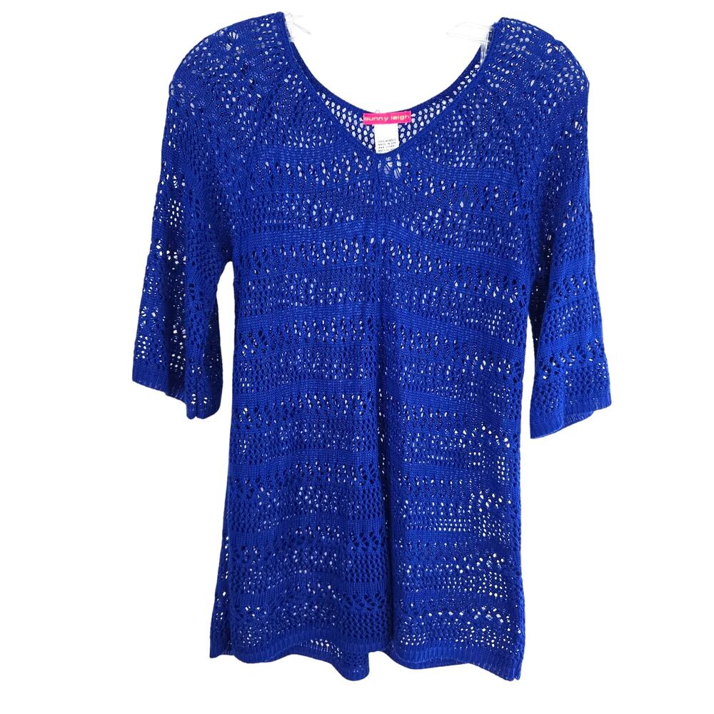 Sunny Leigh Girls Dress Large L Children Size 12 14 Blue Lace Swim Cover Up Kids